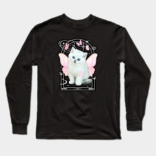 Cute y2k Aesthetic Cat Butterfly Fairy Cyber 2000s Graphic Long Sleeve T-Shirt